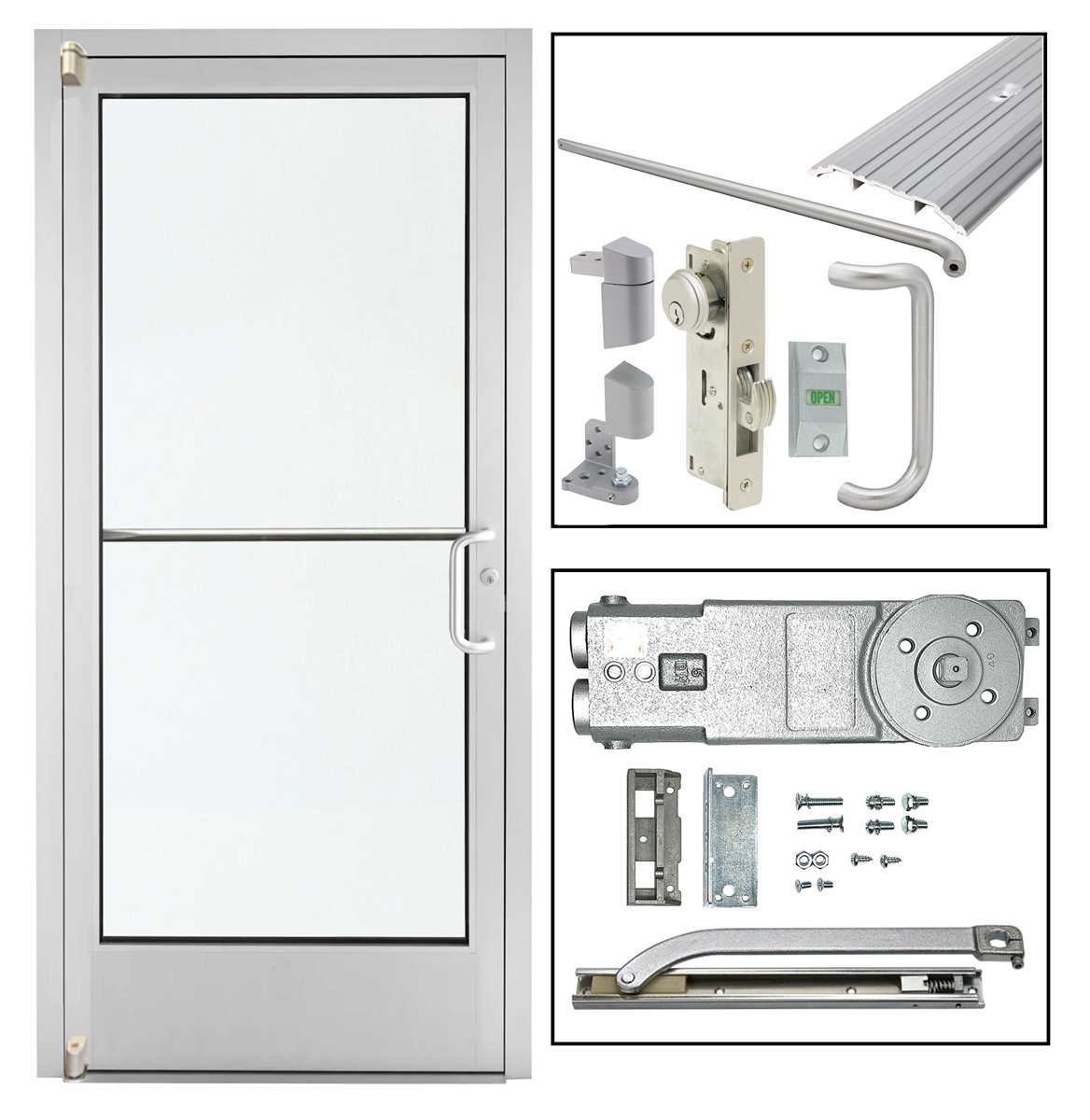 Aldora/Arch Styles Commercial Storefront Aluminum Glass Door 3/4" Offset Pivot 