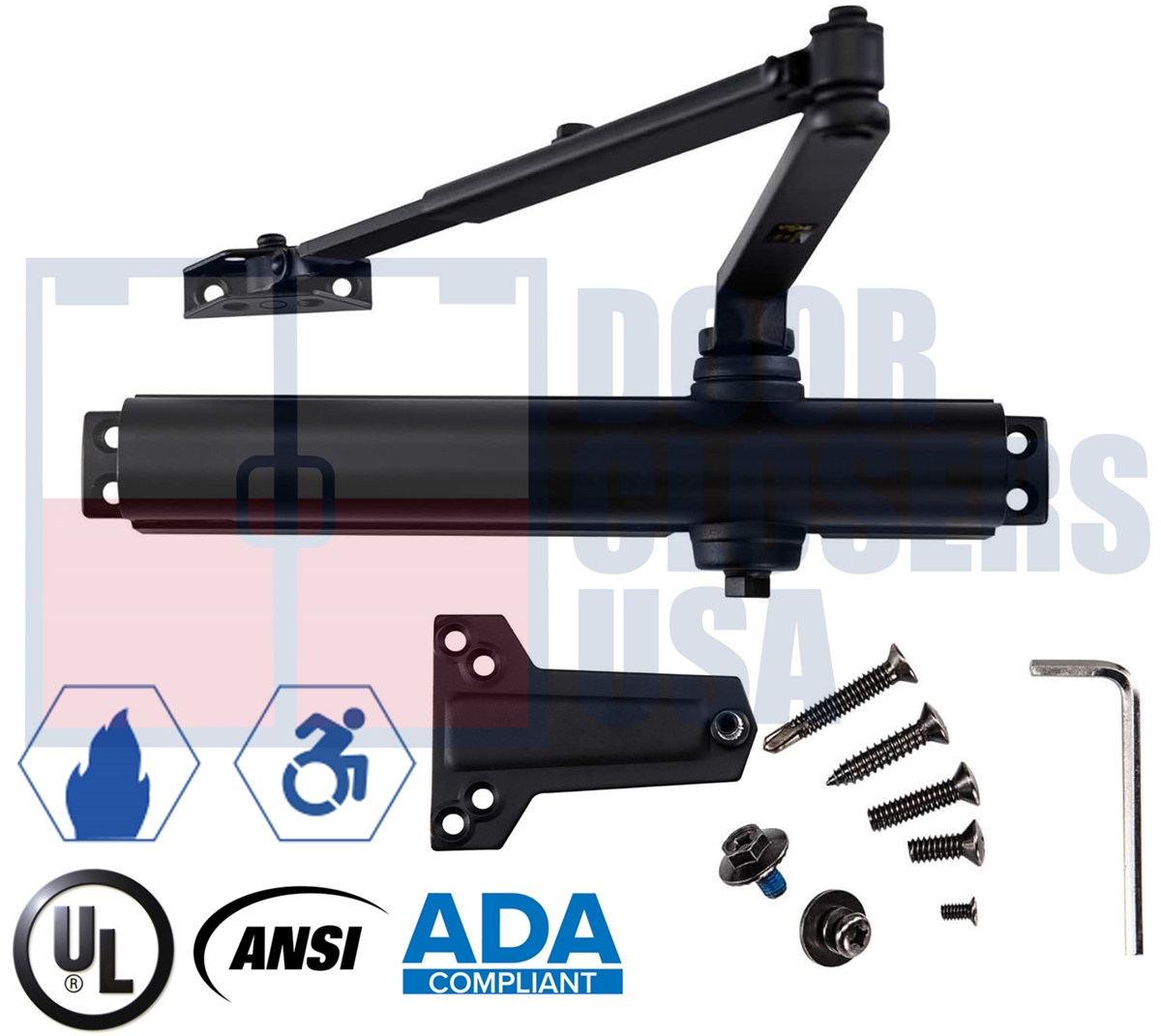 Phoenix 816 Series Grade 1 Door Closer - Black Finish - Adjustable