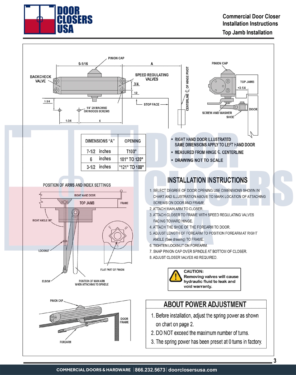 R27942 9-1/16 in. x 3/4 in. Grade 1 Door Closer - Aluminum Finish